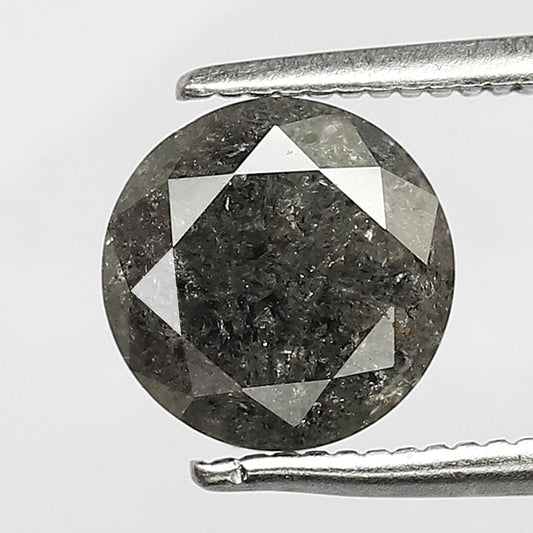 1.93 CT Round Brilliant cut Loose Diamond, 7.5 MM Natural Gray Black salt and Pepper Diamond