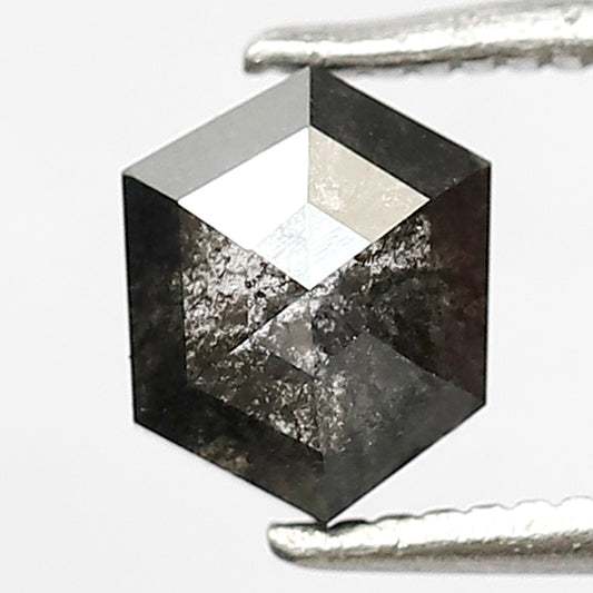 Natural 1.05 Carat Hexagon Shape Salt and Pepper Diamond, Gray Black Ethical Loose Diamond for Pendant Design