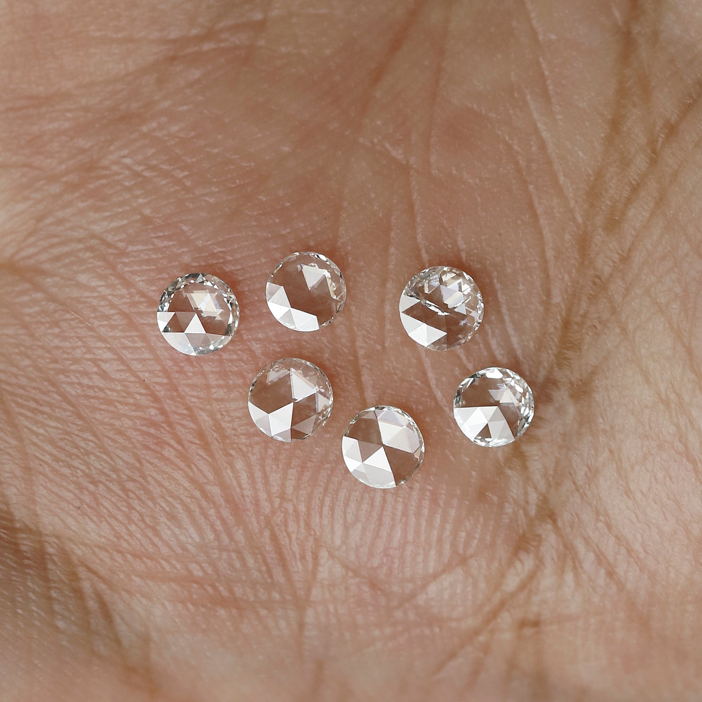 0.64 CT Round Rose Cut Natural Loose Diamond 3.70 MM FG Color Vs Si Clarity 6 Pieces Of Diamonds For Jewelry
