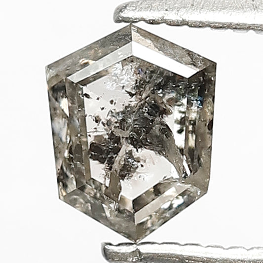 Geometric Cut 0.93 CT Salt and Pepper Diamond, 6.40 mm Natural Gray Black Conflict Free Loose Diamond for Engagement Ring