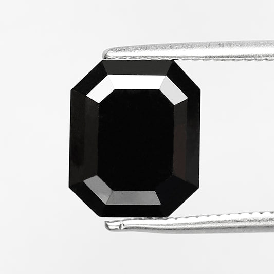3.37 CT Emerald Cut Black Loose Diamond, Natural Treated Ethical Diamond for Custom Wedding Ring and Fine Jewelry