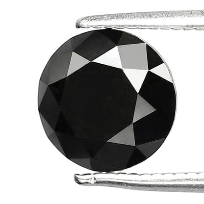 2.24 CT Round Brilliant Cut Loose Diamond, Natural Treated Black Ethical Diamond, 8 MM Diamond for Anniversary Ring