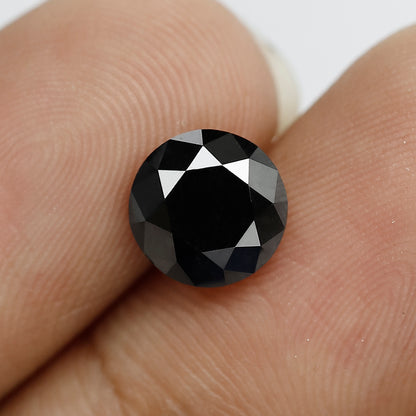 2.24 CT Round Brilliant Cut Loose Diamond, Natural Treated Black Ethical Diamond, 8 MM Diamond for Anniversary Ring