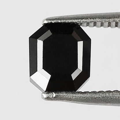 Emerald Shape Natural Black Diamond 1.32 CT, 6.10 mm Treated Loose Diamond for Proposal Ring and Fine Jewelry Making