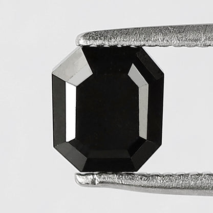 Emerald Shape Natural Black Diamond 1.32 CT, 6.10 mm Treated Loose Diamond for Proposal Ring and Fine Jewelry Making