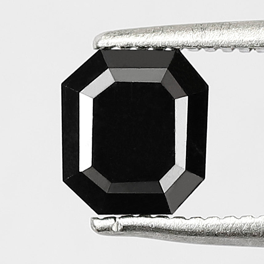 Emerald Shape Natural Black Diamond 1.32 CT, 6.10 mm Treated Loose Diamond for Proposal Ring and Fine Jewelry Making