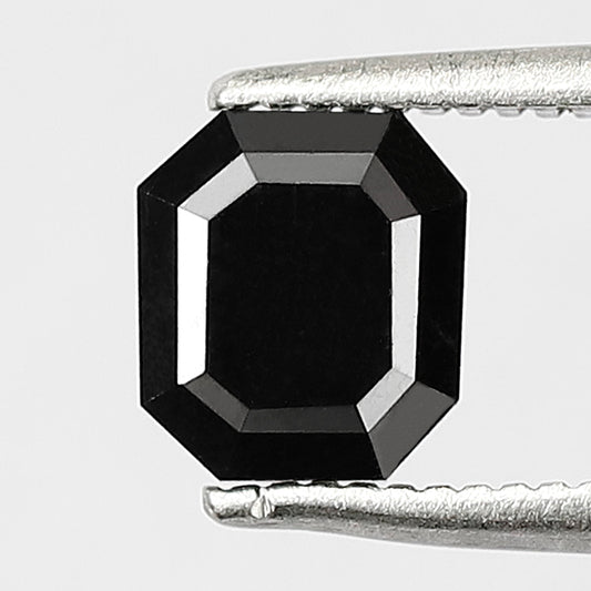 Emerald Shape Natural Black Diamond 1.32 CT, 6.10 mm Treated Loose Diamond for Proposal Ring and Fine Jewelry Making