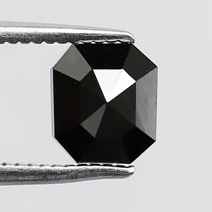 Emerald Shape Natural Black Diamond 1.32 CT, 6.10 mm Treated Loose Diamond for Proposal Ring and Fine Jewelry Making