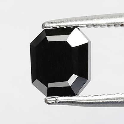 Emerald Shape Natural Black Diamond 1.32 CT, 6.10 mm Treated Loose Diamond for Proposal Ring and Fine Jewelry Making