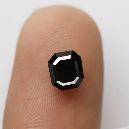 Emerald Shape Natural Black Diamond 1.32 CT, 6.10 mm Treated Loose Diamond for Proposal Ring and Fine Jewelry Making