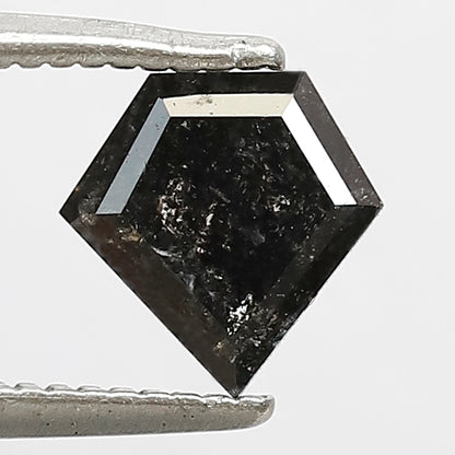 Pentagon Shape 0.85 CT Salt and Pepper Diamond, 6.60 mm Natural Gray Black Ethical Loose Diamond for Unique Wedding Band Design