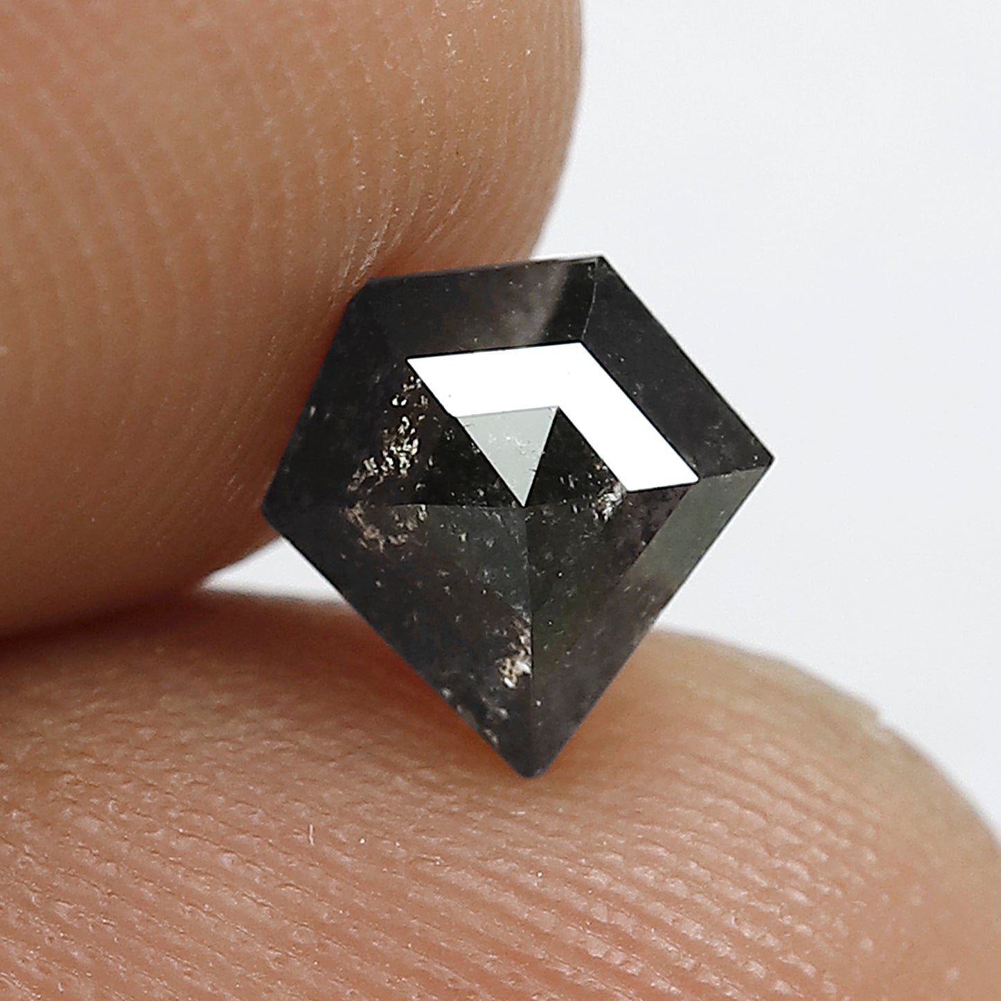 Pentagon Shape 0.85 CT Salt and Pepper Diamond, 6.60 mm Natural Gray Black Ethical Loose Diamond for Unique Wedding Band Design