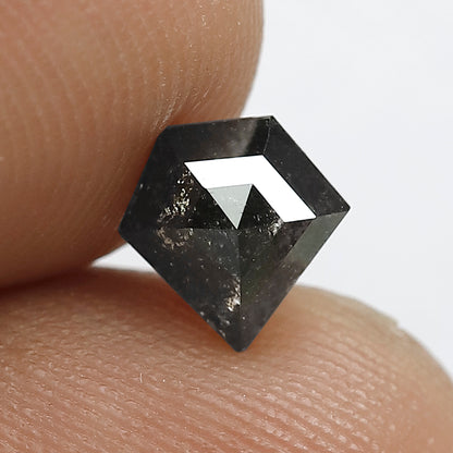 Pentagon Shape 0.85 CT Salt and Pepper Diamond, 6.60 mm Natural Gray Black Ethical Loose Diamond for Unique Wedding Band Design