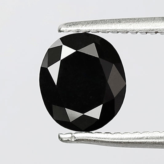 1.34 CT Oval Cut Loose Diamond, Natural Treated Black 7.30 MM Diamond for Bridal Jewelry