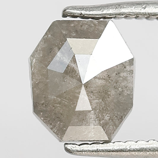 0.87 CT Geometric Cut Salt and Pepper Diamond, Natural Gray Black Loose Diamond for Wedding Ring and Custom Jewelry