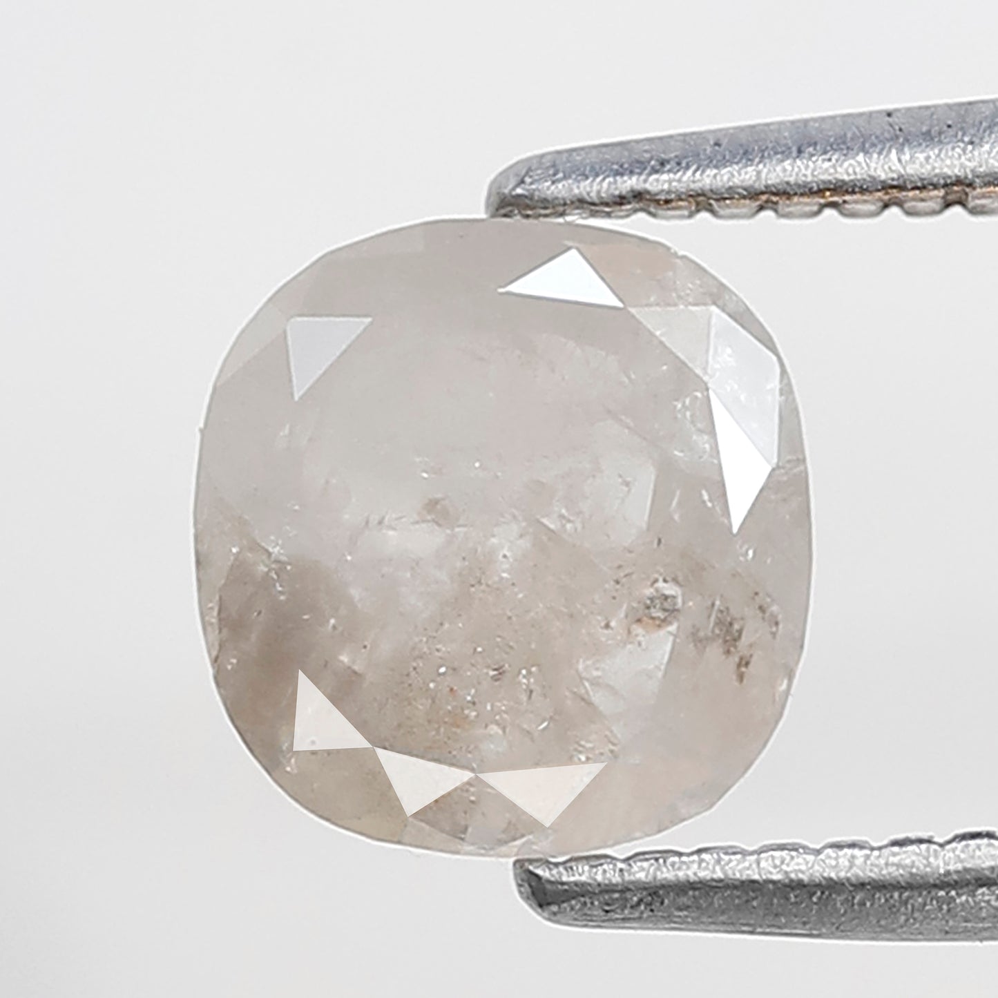0.94 Ct Cushion Shape Salt and Pepper Diamond 6 MM Misty White Color Natural Loose Diamond
