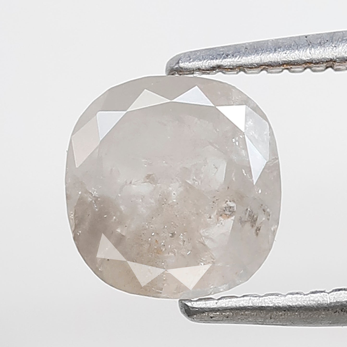 0.94 Ct Cushion Shape Salt and Pepper Diamond 6 MM Misty White Color Natural Loose Diamond