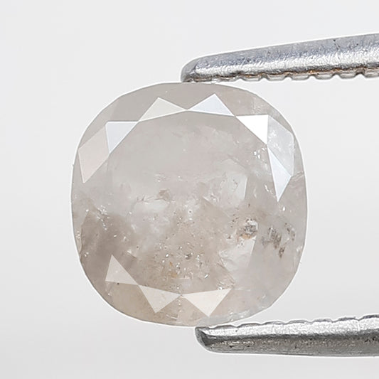0.94 Ct Cushion Shape Salt and Pepper Diamond 6 MM Misty White Color Natural Loose Diamond