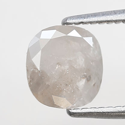 0.94 Ct Cushion Shape Salt and Pepper Diamond 6 MM Misty White Color Natural Loose Diamond