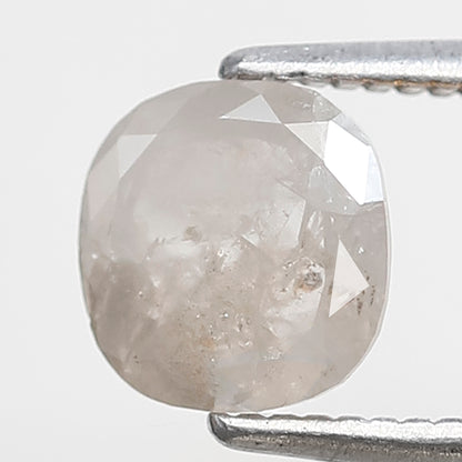 0.94 Ct Cushion Shape Salt and Pepper Diamond 6 MM Misty White Color Natural Loose Diamond