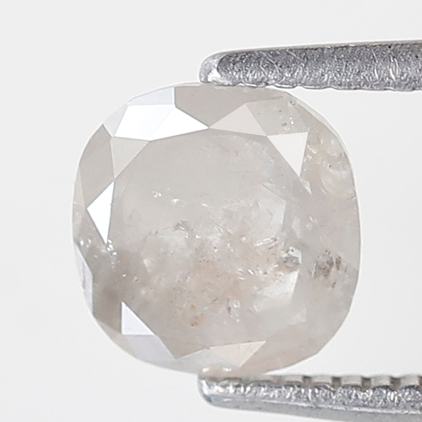 0.94 Ct Cushion Shape Salt and Pepper Diamond 6 MM Misty White Color Natural Loose Diamond