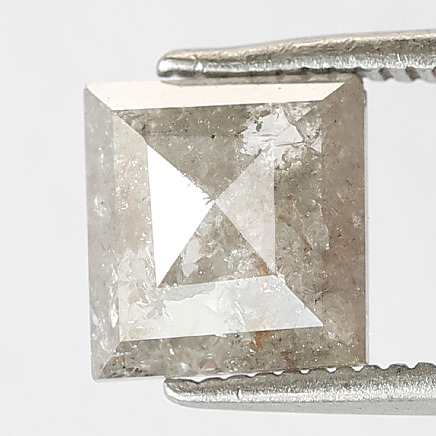 1.57 CT Square cut Loose Diamond, Natural 7.10 mm Salt and Pepper Ethical Diamond