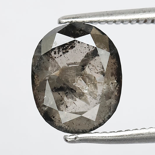 2.57 CT Oval Salt and Pepper Diamond, Natural Gray Black Loose Earth Mined Diamond For Oval Diamond Ring