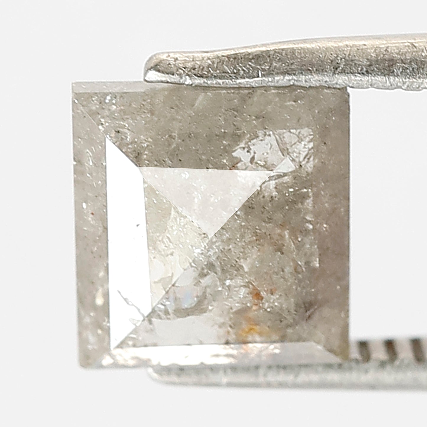 1.57 CT Square cut Loose Diamond, Natural 7.10 mm Salt and Pepper Ethical Diamond