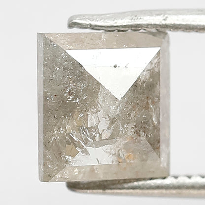 1.57 CT Square cut Loose Diamond, Natural 7.10 mm Salt and Pepper Ethical Diamond