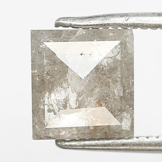 1.57 CT Square cut Loose Diamond, Natural 7.10 mm Salt and Pepper Ethical Diamond