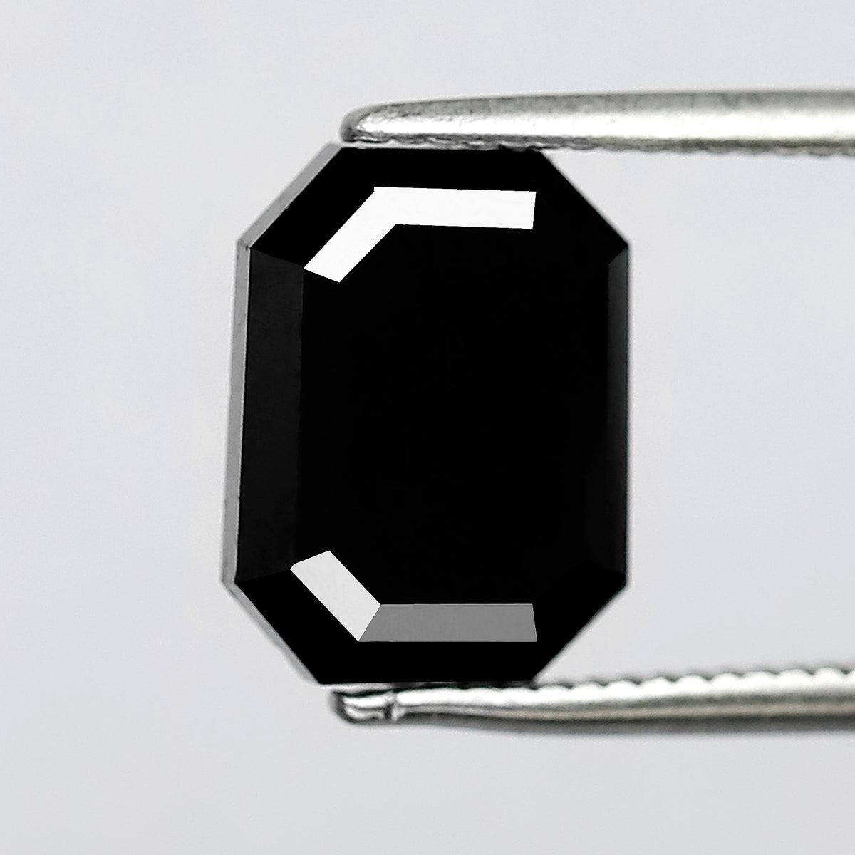 3.69 CT Emerald Shape Loose Black Diamond, Natural Treated Diamond, 9.80 x 7.50 MM Stone for Bridal Ring