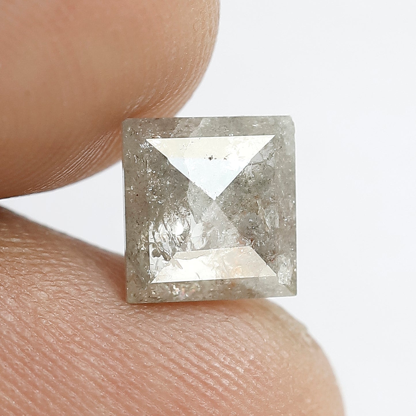 1.57 CT Square cut Loose Diamond, Natural 7.10 mm Salt and Pepper Ethical Diamond