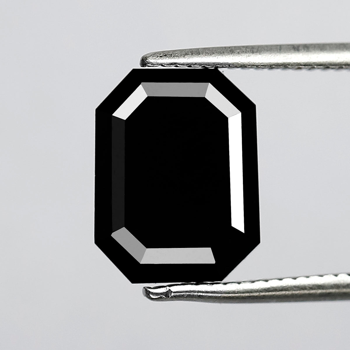 3.69 CT Emerald Shape Loose Black Diamond, Natural Treated Diamond, 9.80 x 7.50 MM Stone for Bridal Ring
