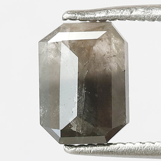 Emerald Cut 1.20 CT Salt and Pepper Diamond, Natural Gray Black Loose Diamond for Custom Wedding Ring Jewelry