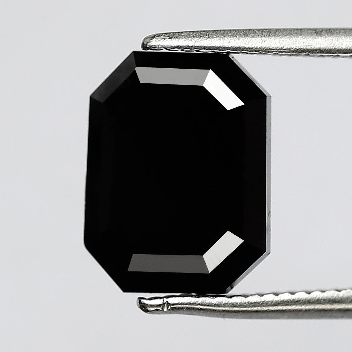 3.69 CT Emerald Shape Loose Black Diamond, Natural Treated Diamond, 9.80 x 7.50 MM Stone for Bridal Ring