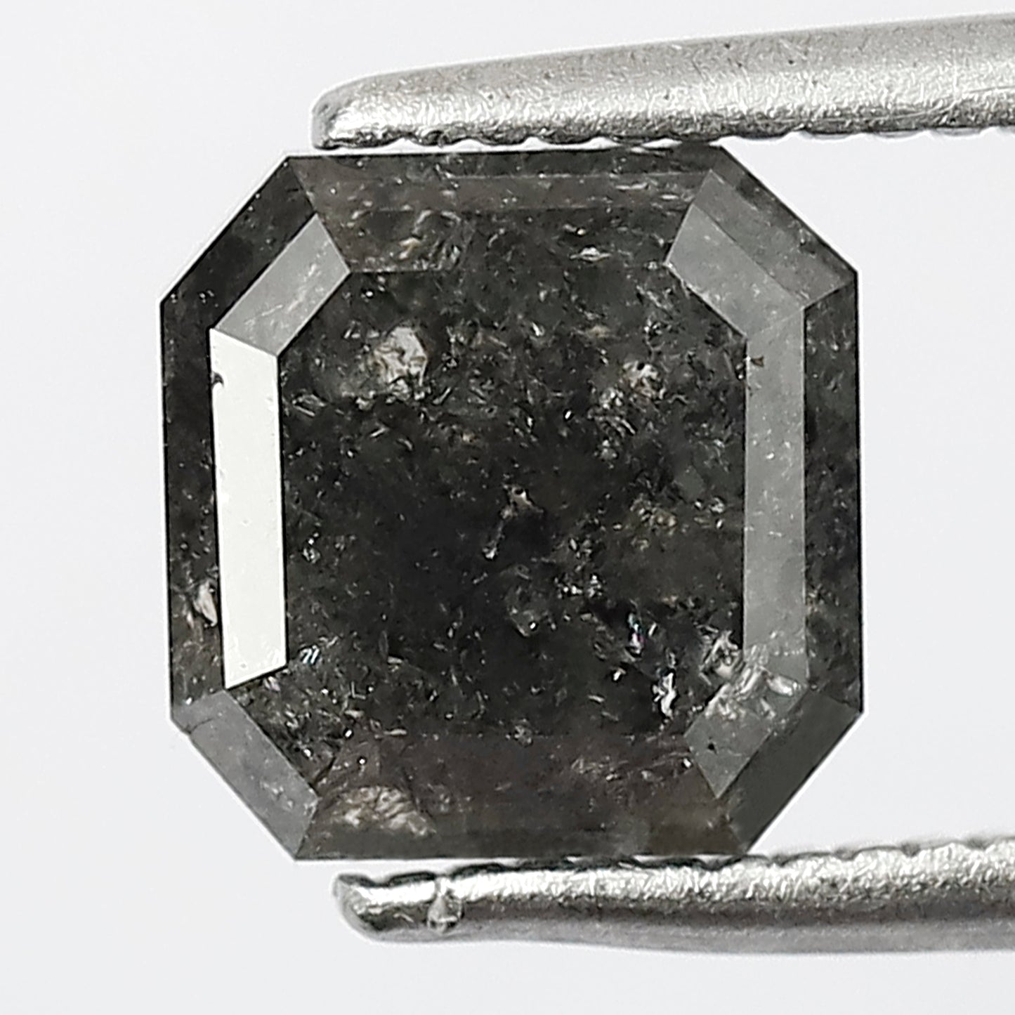 Natural 2.15 CT Square Emerald Loose Diamond, 6.9 x 6.9 MM Salt and Pepper Diamond For Wedding Ring