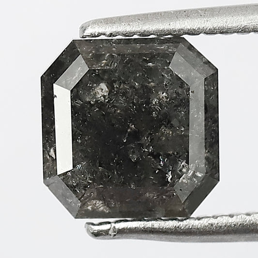 Natural 2.15 CT Square Emerald Loose Diamond, 6.9 x 6.9 MM Salt and Pepper Diamond For Wedding Ring