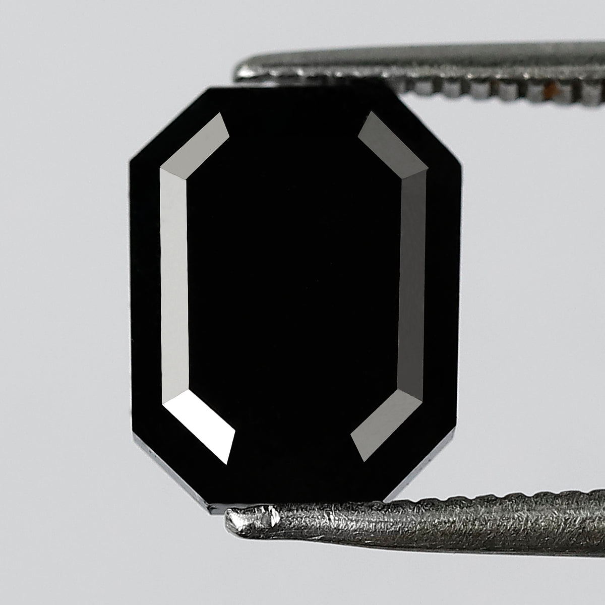 3.69 CT Emerald Shape Loose Black Diamond, Natural Treated Diamond, 9.80 x 7.50 MM Stone for Bridal Ring