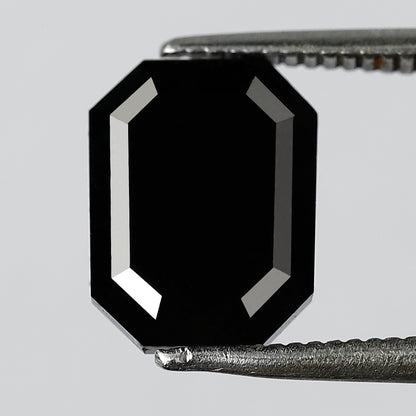 3.69 CT Emerald Shape Loose Black Diamond, Natural Treated Diamond, 9.80 x 7.50 MM Stone for Bridal Ring