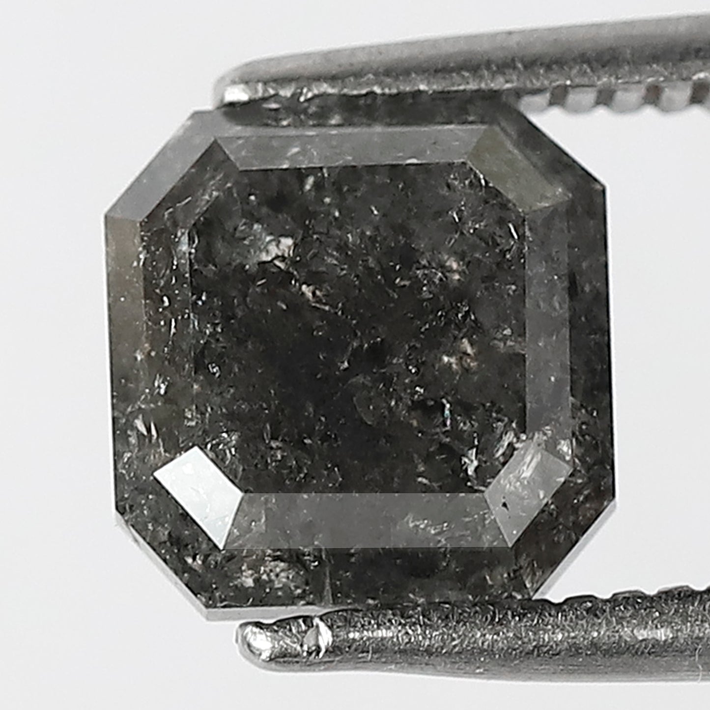 Natural 2.15 CT Square Emerald Loose Diamond, 6.9 x 6.9 MM Salt and Pepper Diamond For Wedding Ring