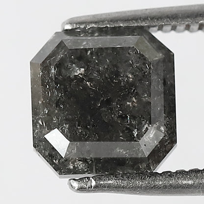 Natural 2.15 CT Square Emerald Loose Diamond, 6.9 x 6.9 MM Salt and Pepper Diamond For Wedding Ring