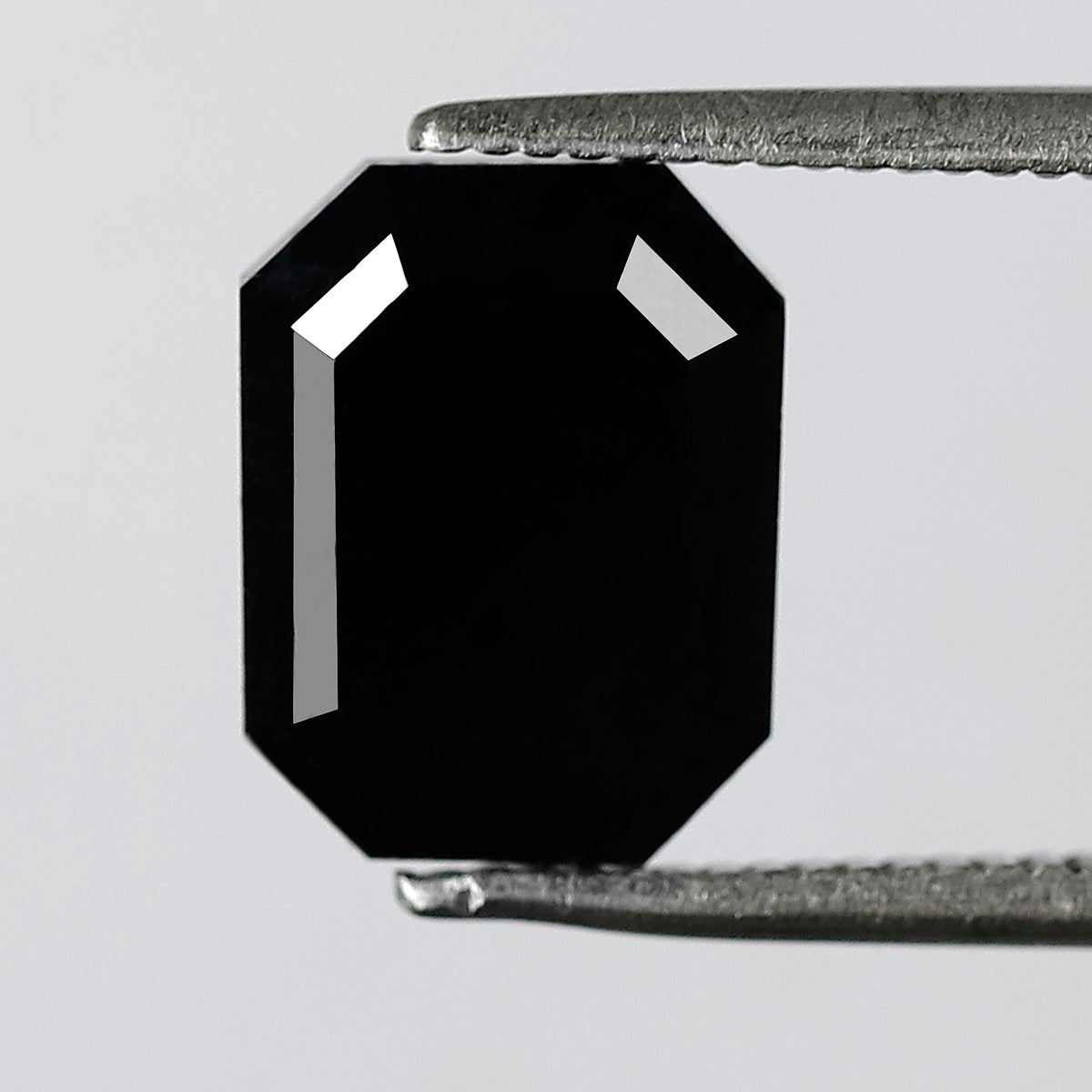 3.69 CT Emerald Shape Loose Black Diamond, Natural Treated Diamond, 9.80 x 7.50 MM Stone for Bridal Ring