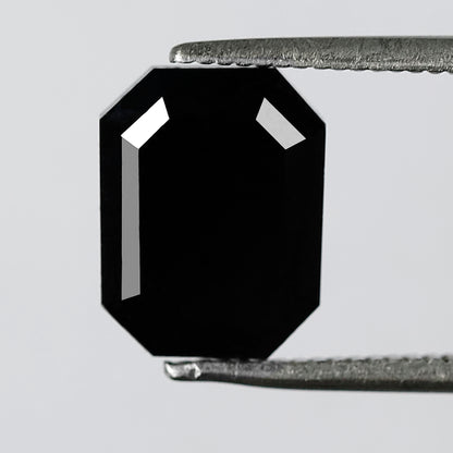 3.69 CT Emerald Shape Loose Black Diamond, Natural Treated Diamond, 9.80 x 7.50 MM Stone for Bridal Ring