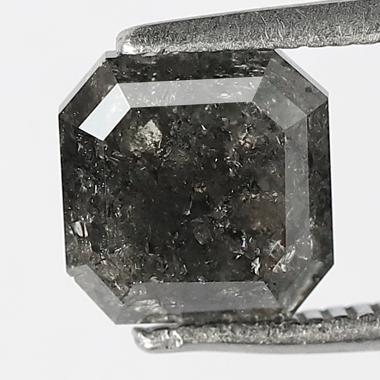 Natural 2.15 CT Square Emerald Loose Diamond, 6.9 x 6.9 MM Salt and Pepper Diamond For Wedding Ring