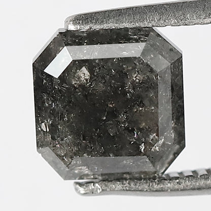 Natural 2.15 CT Square Emerald Loose Diamond, 6.9 x 6.9 MM Salt and Pepper Diamond For Wedding Ring