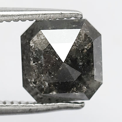 Natural 2.15 CT Square Emerald Loose Diamond, 6.9 x 6.9 MM Salt and Pepper Diamond For Wedding Ring