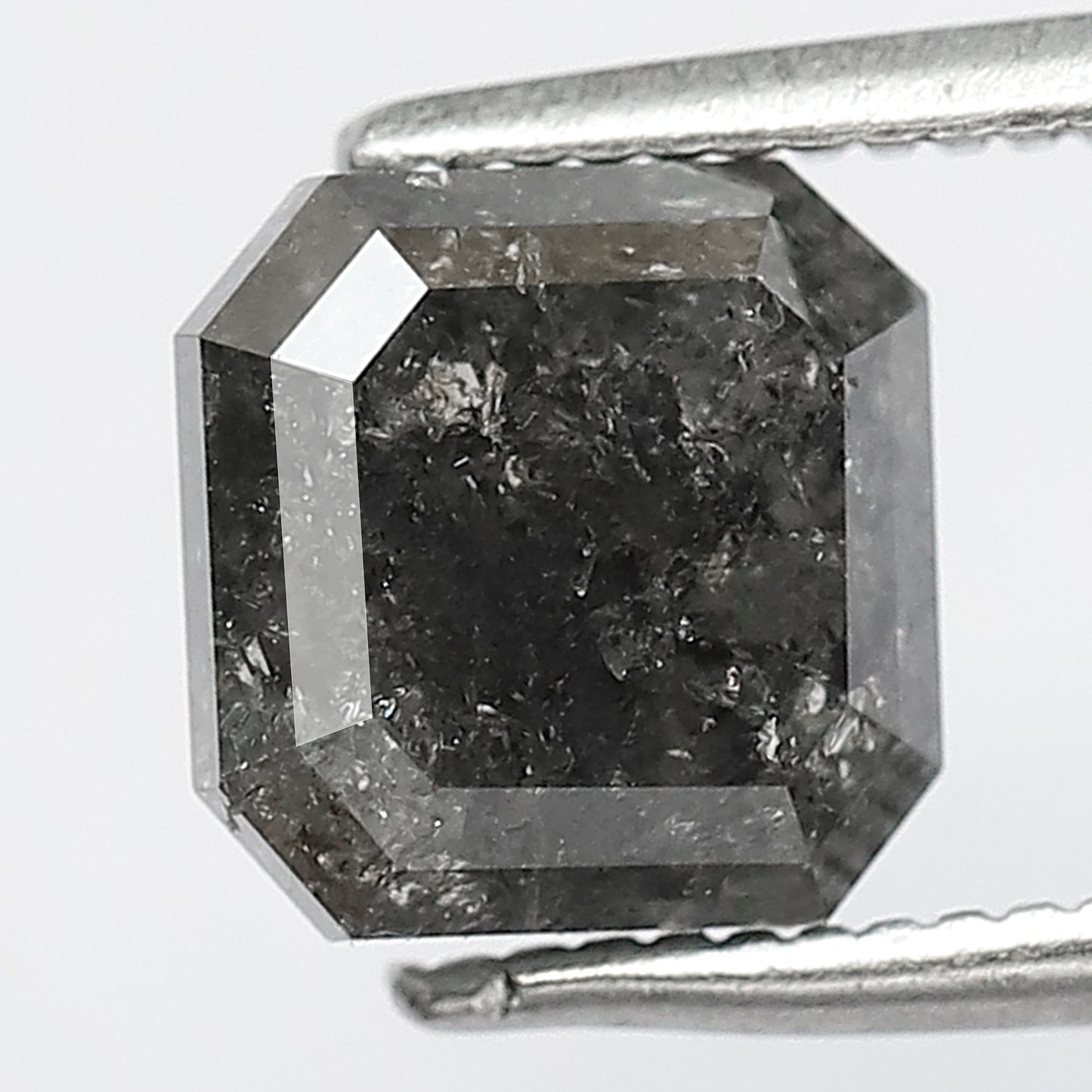Natural 2.15 CT Square Emerald Loose Diamond, 6.9 x 6.9 MM Salt and Pepper Diamond For Wedding Ring