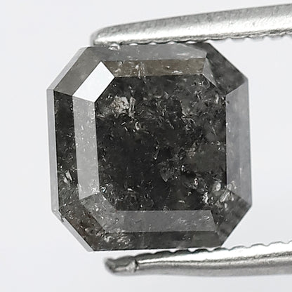 Natural 2.15 CT Square Emerald Loose Diamond, 6.9 x 6.9 MM Salt and Pepper Diamond For Wedding Ring