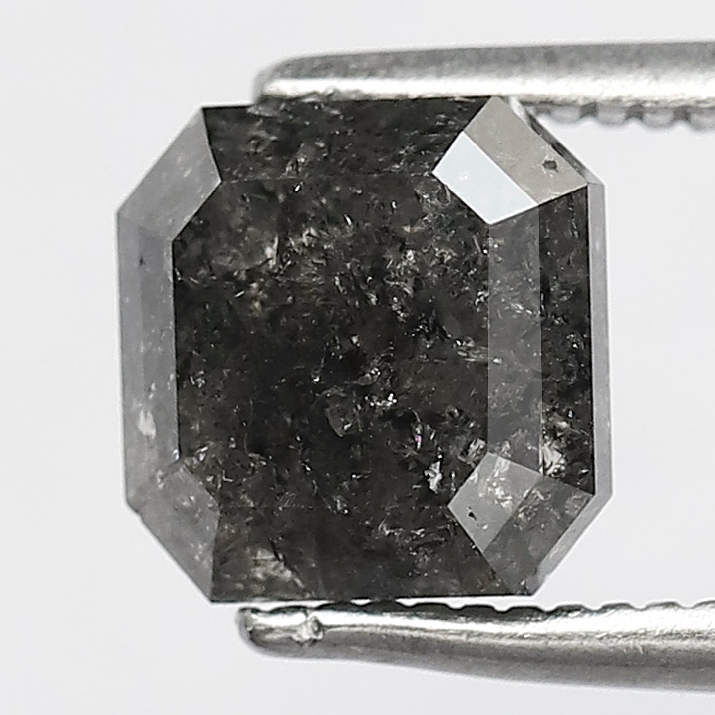 Natural 2.15 CT Square Emerald Loose Diamond, 6.9 x 6.9 MM Salt and Pepper Diamond For Wedding Ring