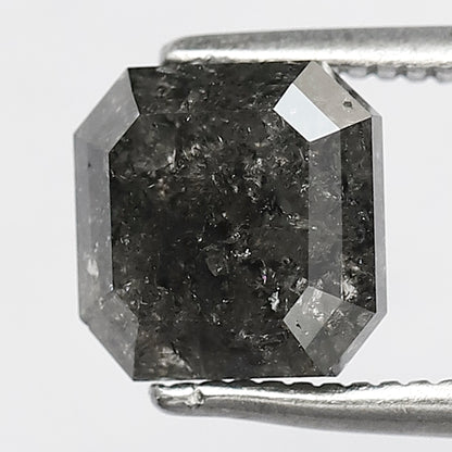 Natural 2.15 CT Square Emerald Loose Diamond, 6.9 x 6.9 MM Salt and Pepper Diamond For Wedding Ring